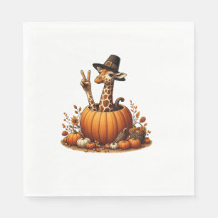 Serviette En Papier Automne Citrouille Automne Giraffe Thanksgiving Fe