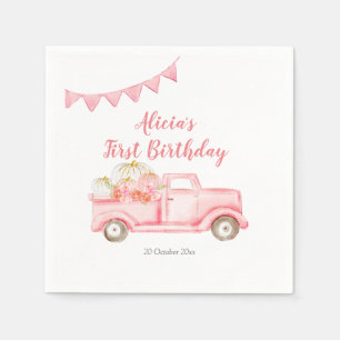 Serviette En Papier Automne Citrouille rose Truck Papier Plaque