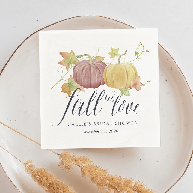 Serviette En Papier Automne Citrouille "Tombez amoureux" Baby Shower d (Créateur téléchargé)