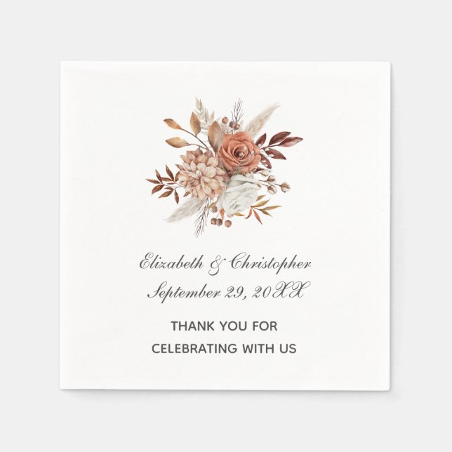 Serviette En Papier Automne Couleurs d'automne Floral Mariage tendance (Devant)