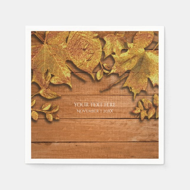 Serviette En Papier Automne Faux Gold Leaf Art Élégant Automne (Devant)