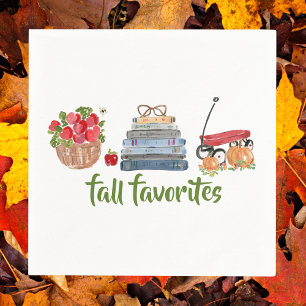 Serviette En Papier Automne Favoris Pommes Livres Red Wagon Citrouille