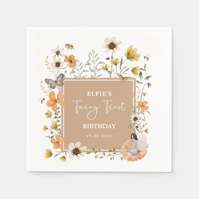 Serviette En Papier Automne Fée Fleur sauvage Fée Fille Anniversaire F (Devant)