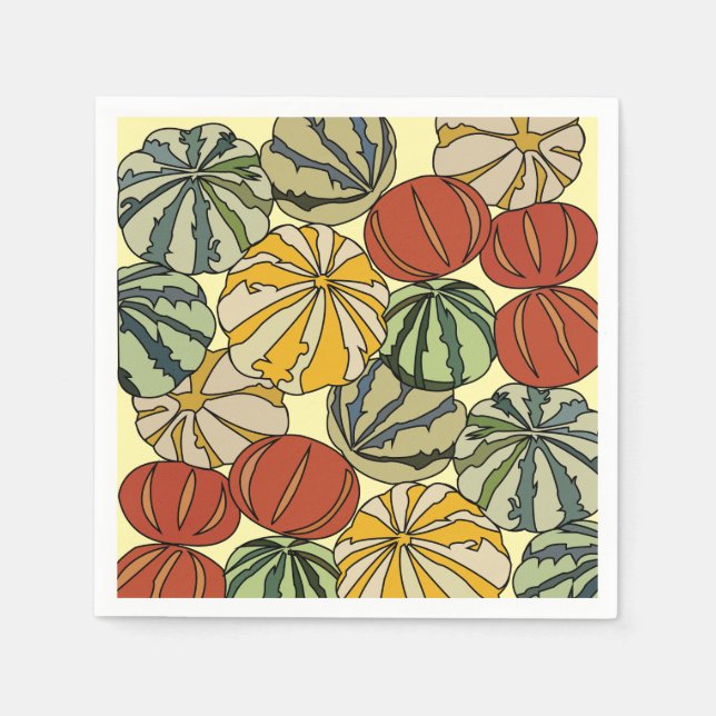 Serviette En Papier Automne Fête Citrouille Colorée (Devant)