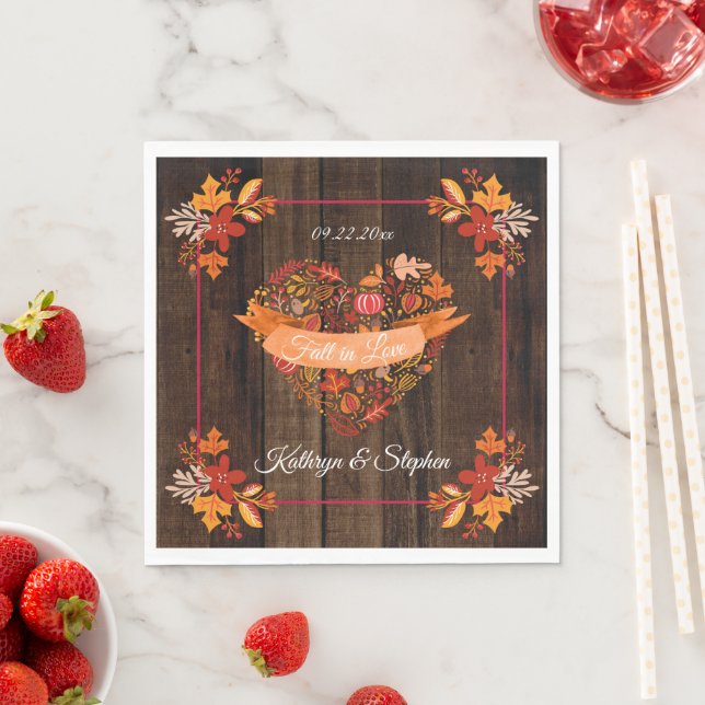 Serviette En Papier Automne Feuilles Citrouilles Chute d'amour | Noms (En situation)