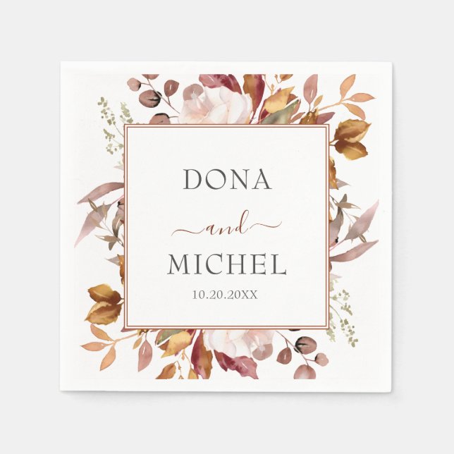 Serviette En Papier Automne Feuilles Russe Pays Boho Mariage (Devant)