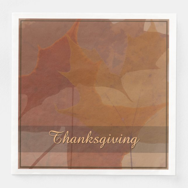 Serviette En Papier Automne Feuilles Thanksgiving Couleur Texte Person (Devant)