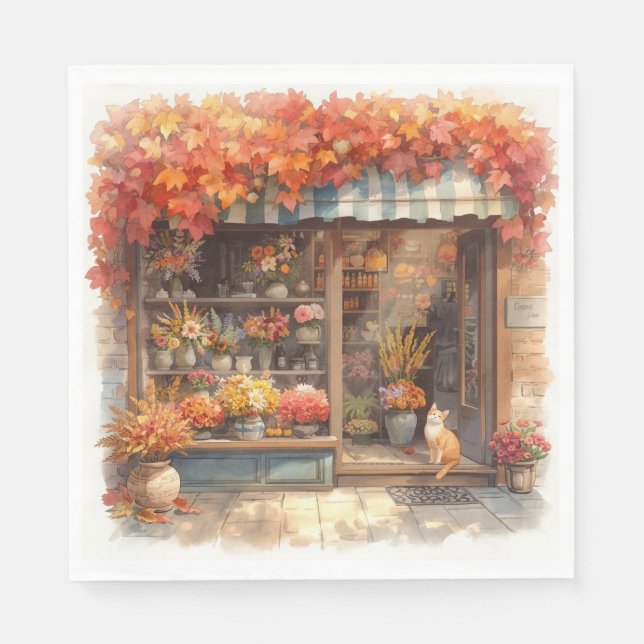 Serviette En Papier Automne Fleuriste Shop (Devant)