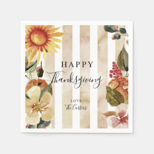 Serviette En Papier Automne Fleurs Bon thanksgiving Élégant
