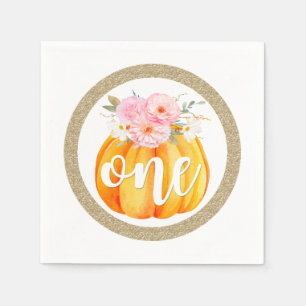Serviette En Papier Automne Floral Citrouille Baby Girl's 1st Birthday