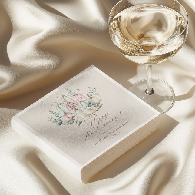 Serviette En Papier Automne Floral Citrouille Thanksgiving (Créateur téléchargé)