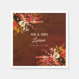 Serviette En Papier Automne Floral Splendor Mr & Mrs Mariage