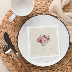 Serviette En Papier Automne Floral Teacup L'amour brasse la Fête des m