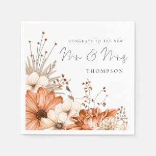 Serviette En Papier Automne Florals Félicitations M. Mme Nom Mariage N