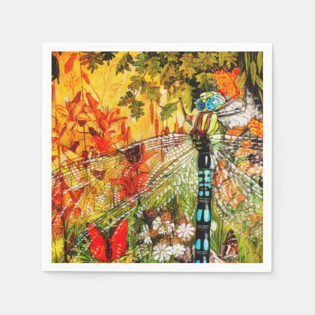 Serviette En Papier Automne Forêt sauvage dragon Voler (Devant)