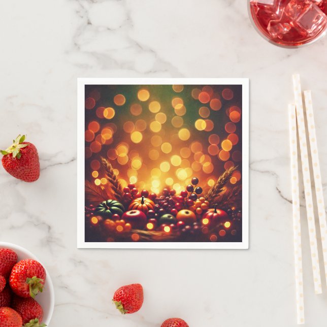 Serviette En Papier Automne Fruit Bokeh Festival effet Decoupage (En situation)