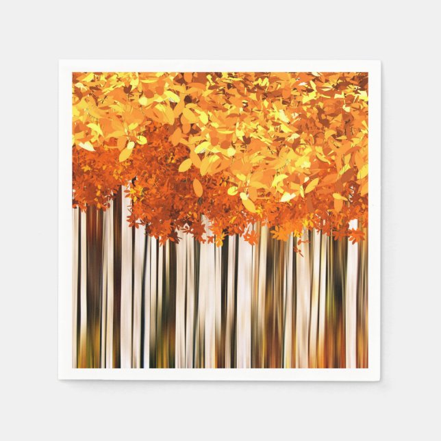 Serviette En Papier automne maple tree forêt automne orange gris blanc (Devant)