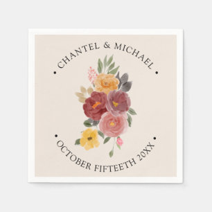 Serviette En Papier Automne Mariage   Élégant