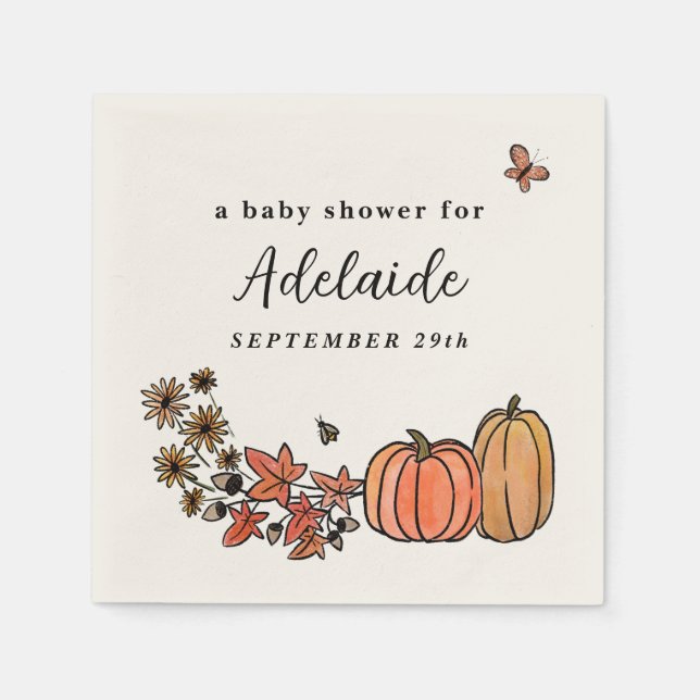 Serviette En Papier Automne Moisson Automne Baby shower Neutre Sexe (Devant)