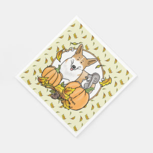 Serviette En Papier Automne Pembroke Welsh Corgi (rouge 1) Citrouille