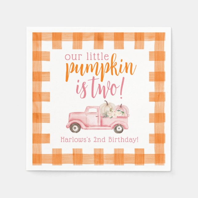 Serviette En Papier Automne Pink Floral Citrouille Harvest Truck (Devant)