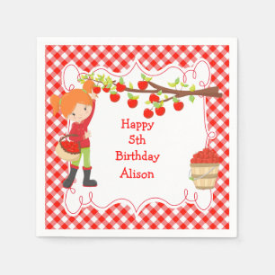 Serviette En Papier Automne Pomme ramasser Cheveux rouges Anniversaire