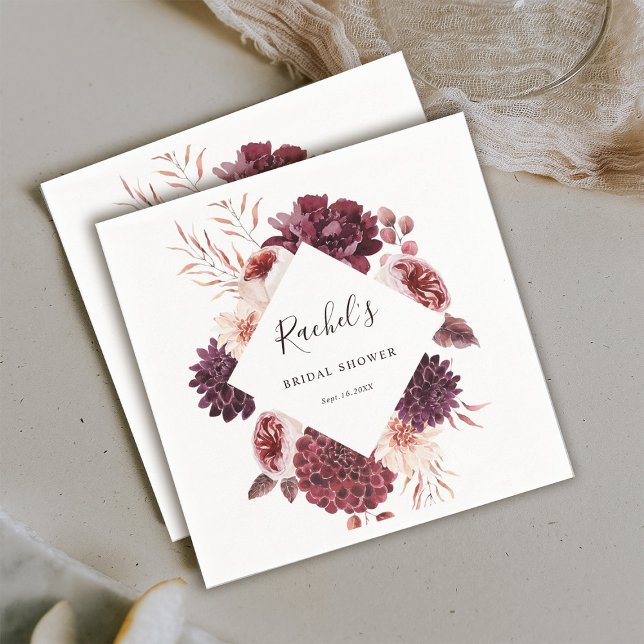 Serviette En Papier Automne Romance Aquarelle Fête des mariées florale (Créateur téléchargé)