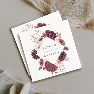 Serviette En Papier Automne Romance Aquarelle Mariage Floral