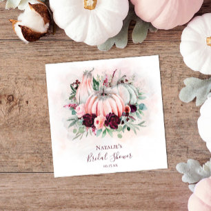 Serviette En Papier Automne Rose Citrouille et Floral Bourguignon Fête