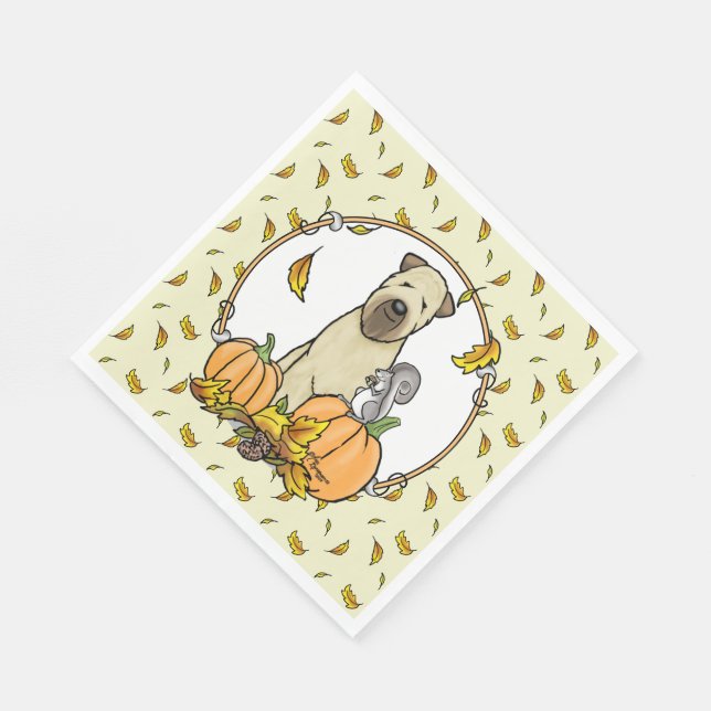 Serviette En Papier Automne Roue Terrier (blé 1b2) Citrouille mignon (Coin)