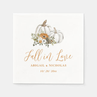 Serviette En Papier Automne Rustique Citrouille Floral Mariage Napkins
