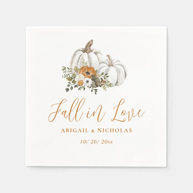 Serviette En Papier Automne Rustique Citrouille Floral Mariage Napkins (Devant)