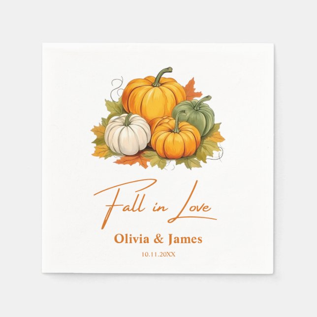 Serviette En Papier Automne Rustique Citrouille Mariage Automne (Devant)