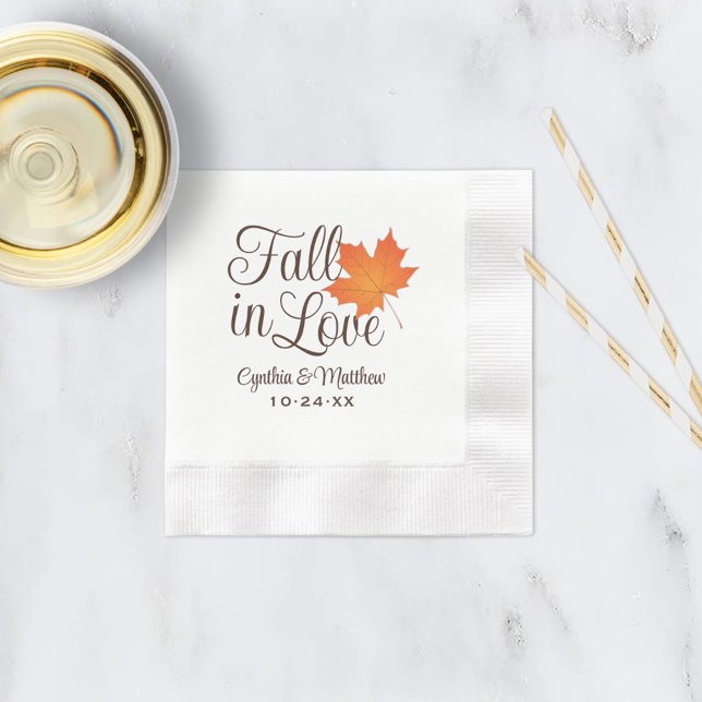 Serviette En Papier Automne Rustique en Amour Mariage Feuille d'Érable (Créateur téléchargé)