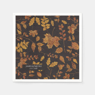 Serviette En Papier Automne Rustique Golden Feuilles Élégant mariage