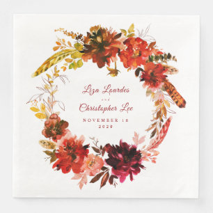 Serviette En Papier Automne Splendor Automne Floral Wreath White Maria