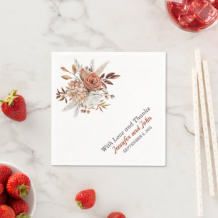 Serviette En Papier Automne Terracotta Rustique Floral Mariage