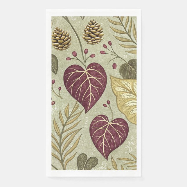 Serviette En Papier Automne vert et marron (Devant)