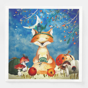 Serviette En Papier Automne Woodland Friends Fox Forest Illustration