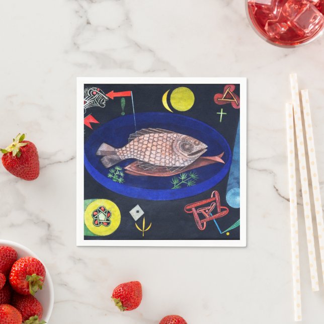 Serviette En Papier Autour du poisson, Paul Klee (En situation)