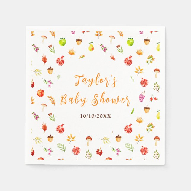Serviette En Papier Autumn Fall Harvest Baby Shower (Devant)