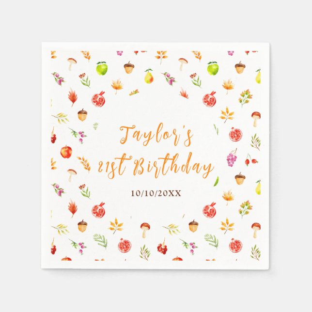 Serviette En Papier Autumn Fall Harvest Birthday Party (Devant)