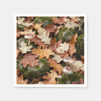 Serviette En Papier Autumn Forest Floor Mushrooms Moss Fallen Leaves