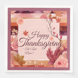 Serviette En Papier Autumn Rose Happy Thanksgiving Paper Napkin