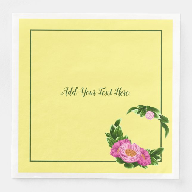 Serviette en papier aux pivoines roses (Devant)