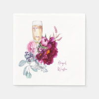 Avant l'anneau Champagne Magenta Bridal Napkins