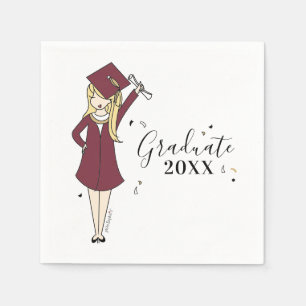 Serviette En Papier Avatar fille personnalisable   Diplôme d'études se