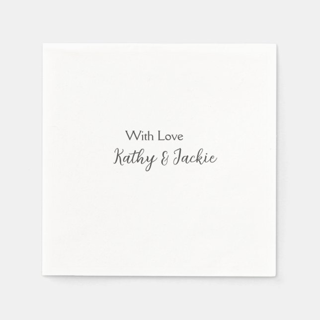 Serviette En Papier Avec amour ajouter nom de couple mariage simple mi (Devant)
