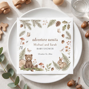 Serviette En Papier Aventure Animaux de la Forêt Attend Renard Bûche