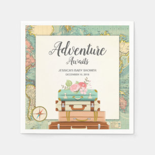Serviette En Papier Aventure attend Baby shower Papier Napkin Voyage